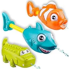 3 Pack Animal Character Water Guns for Kids, Water Blaster Squirt Guns and Pum