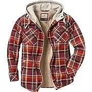 Legendary Whitetails Men's Camp Night Berber Lined Hooded Flannel Shirt Jacket