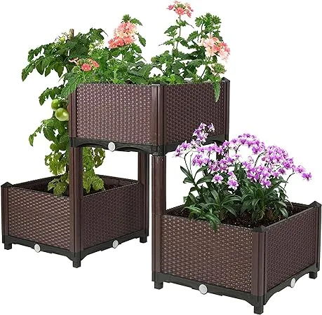 D'vine Dev Planter Raised Beds - Elevated Planter Garden Box with Drainage Plug Raised Garden Beds for Vegetable/Flower/Herb Outdoor Standing Planter Beds Gardening Kit, RGB-3D'vine Dev Planter Raised Beds - Elevated Planter Garden Box with Drainage Plug