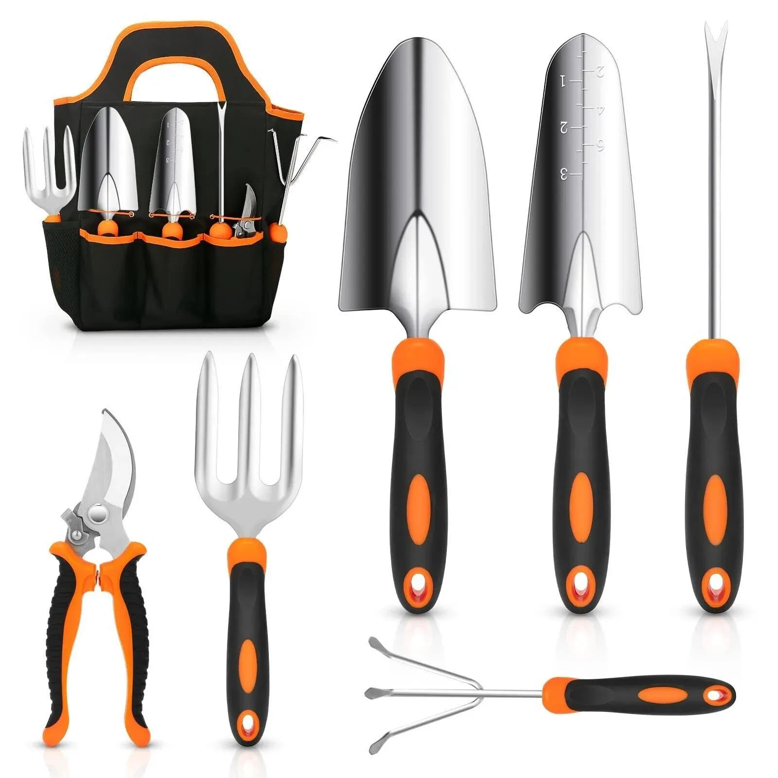 Garden Tool Set, CHRYZTAL Stainless Steel Heavy Duty Gardening Tool Set, with Non ...