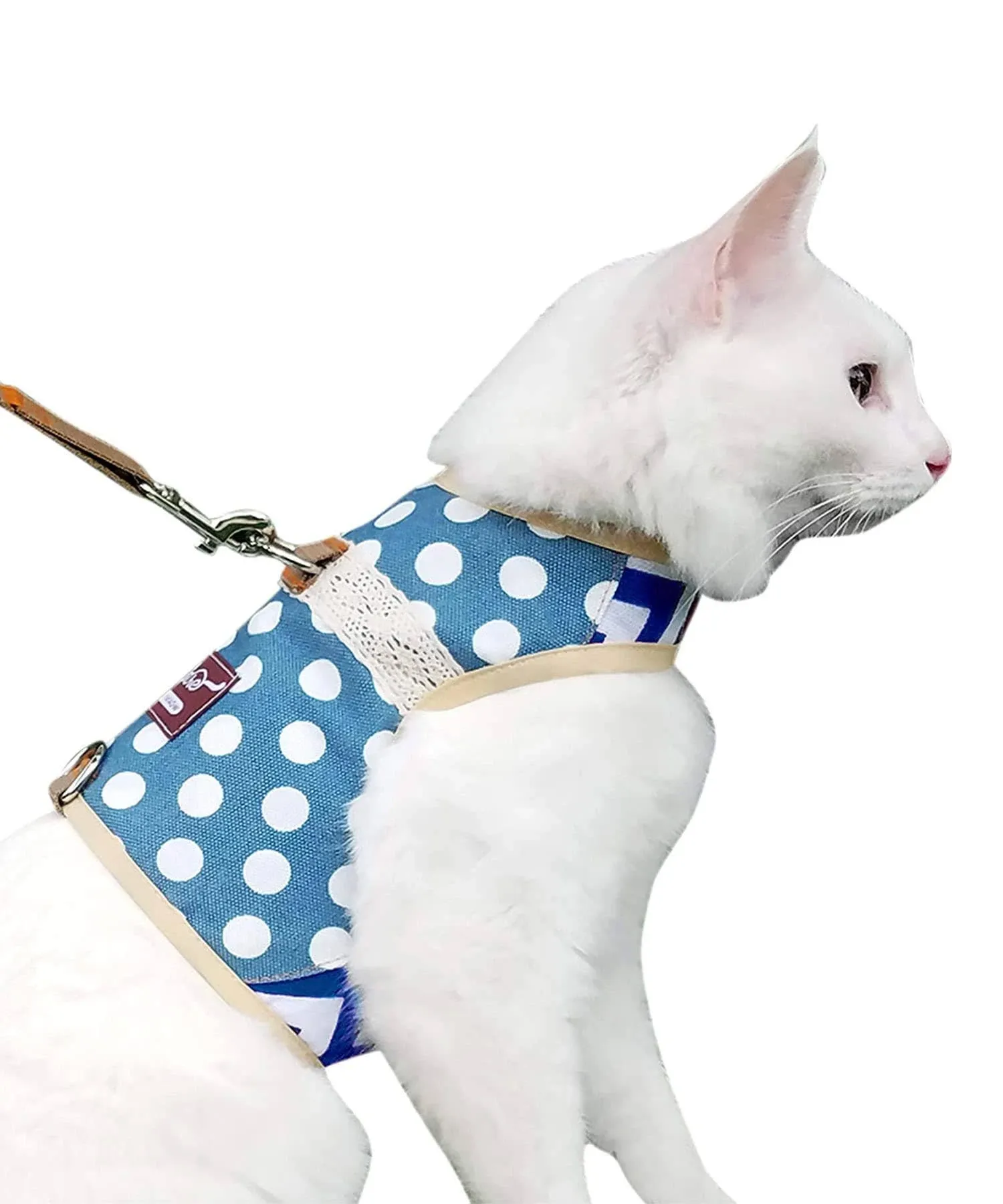 Yizhi Miaow Cat Harness and Leash for Walking Escape Proof, Adjustable Cat Walking Jackets, Padded Stylish Cat Vest Polka Dot Pink, LargeYizhi Miaow Cat Harness and Leash for Walking Escape Proof, Adjustable Cat Walking Jackets, Padded Stylish Cat Vest P