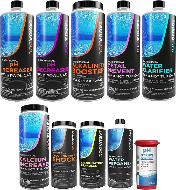 Hot Tub Chemicals Starter Kit - Chlorine Spa Starter Kit Chemicals for Hot Tub - Convenient Hot Tub Starter Kit & ph Control Kit - Effective Chlorine pH Balancer & Inflatable Hot Tub Chemical Kit