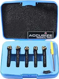 Accusize Industrial Tools 1/4&#039;&#039; by 2&#039;&#039; Oal 5 Pc Indexable Turning Tool 1/4 in 