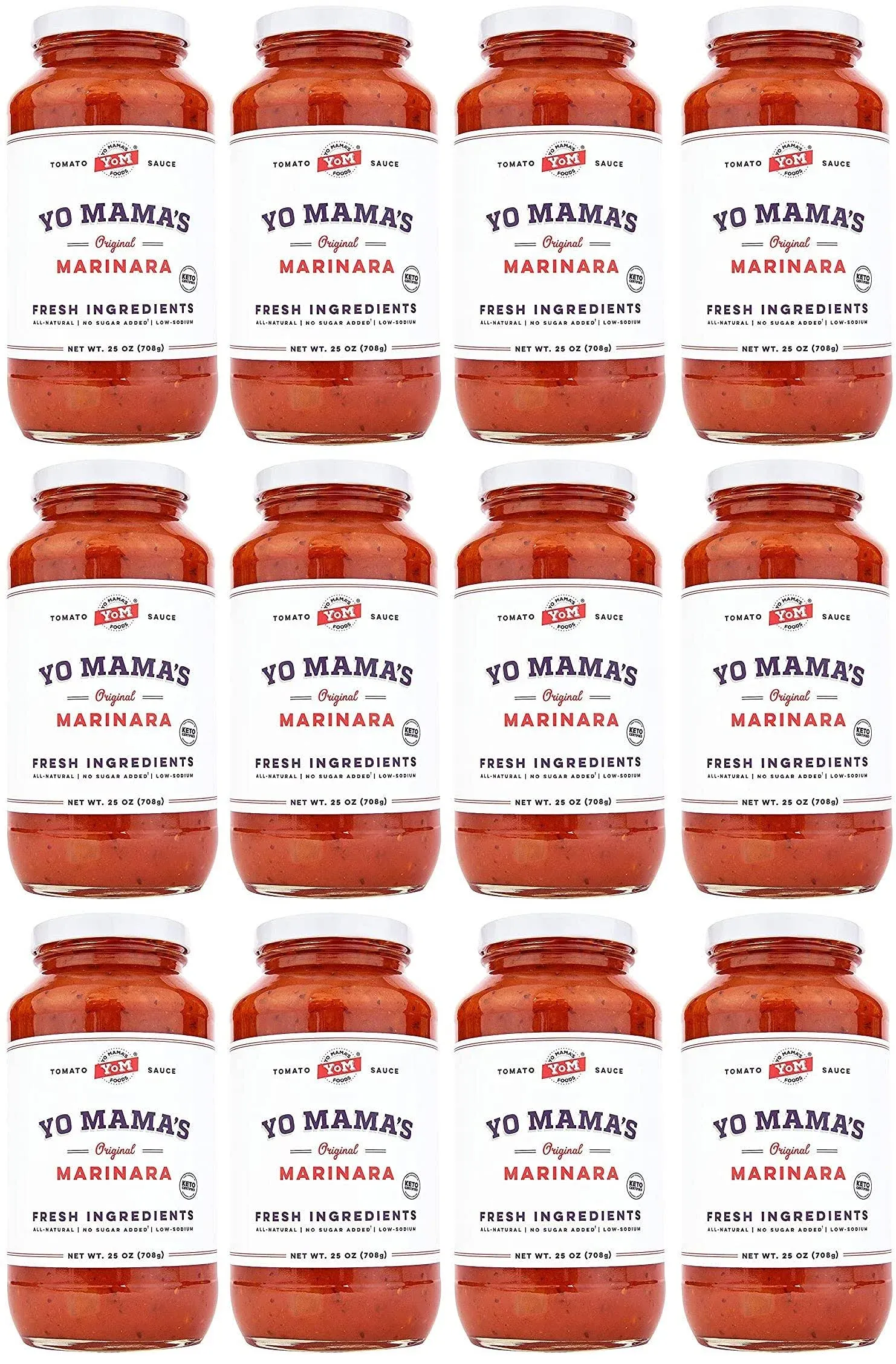 Yo Mama's Foods Keto Marinara Pasta Sauce - Pack of (12) - No Sugar Added, Low ...