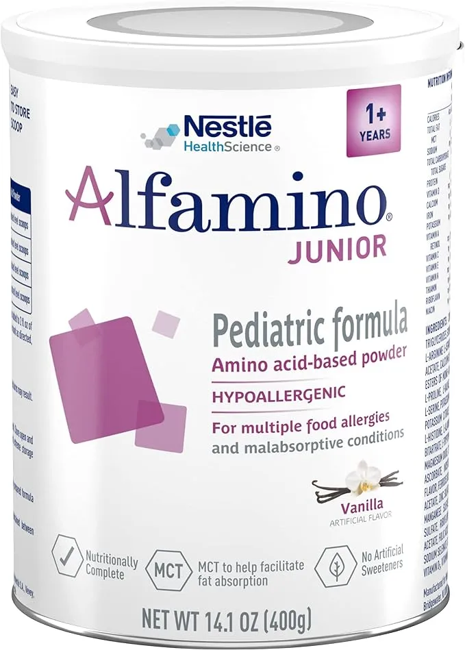 Alfamino Junior Amino Acid Based Pediatric Powder Formula, Vanilla, 14.1 oz