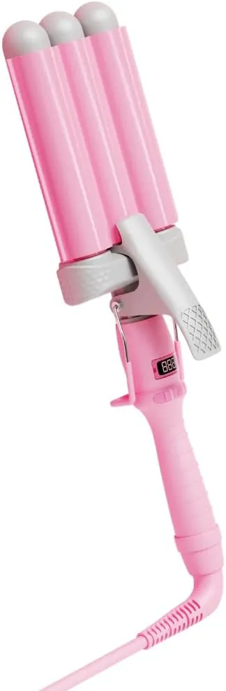 Mermade PRO Hair Waver 1.25" - Hair Waver 3 Barrel, 3 Barrel Curling Iron 1 1/4 Inch, Ceramic Barrel Waver for Thick, Thin, Long, or Short Hair - 1.25", Pink