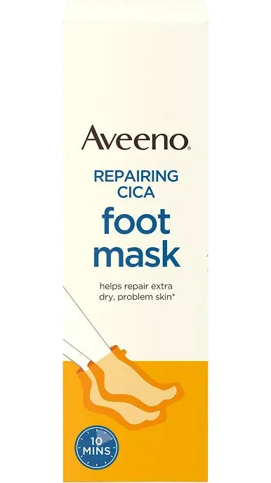 Aveeno Skin Relief Repairing Foot Mask, Moisturizing Socks with Prebiotic Oat & Shea Butter for Very Dry Skin, Foot Care for Sensitive Skin, Fragrance-Free, Value Pack, 6 Pairs of Single-Use Slippers