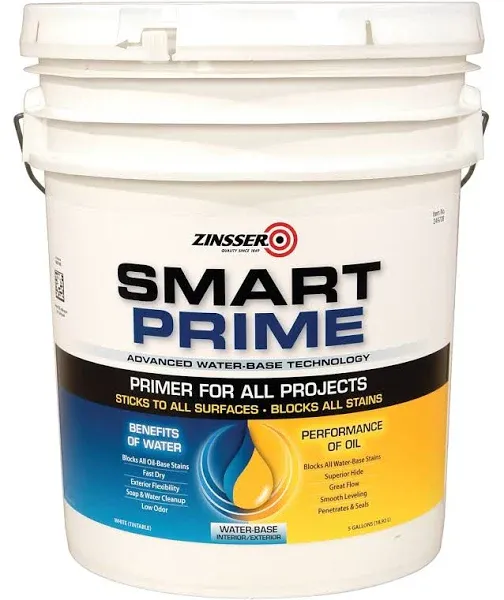 Zinsser Smart Prime White Water-Based Acrylic Stain Blocking Primer 5 gal