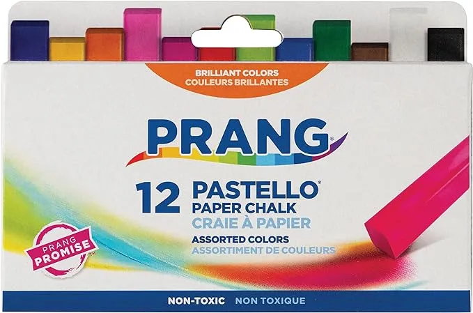 Prang Pastello Paper Chalk, Square, Assorted Colors, 12 Count