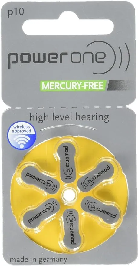 Hearing Aid Battery Powerone size 10 made in Germany Genuine Pack