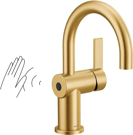 Moen 6221EWBG CIA Motionsense Wave Touchless Single Handle Bathroom Sink Faucet, Brushed Gold