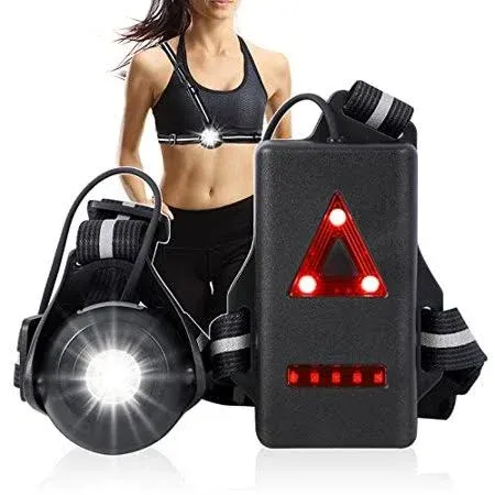 West Biking Night Running Lights, USB Rechargeable Chest Light with 90° Adjustable Beam Angle, 500 Lumens Waterproof Ultra Bright SafetyLamp with Reflective Straps for Runner