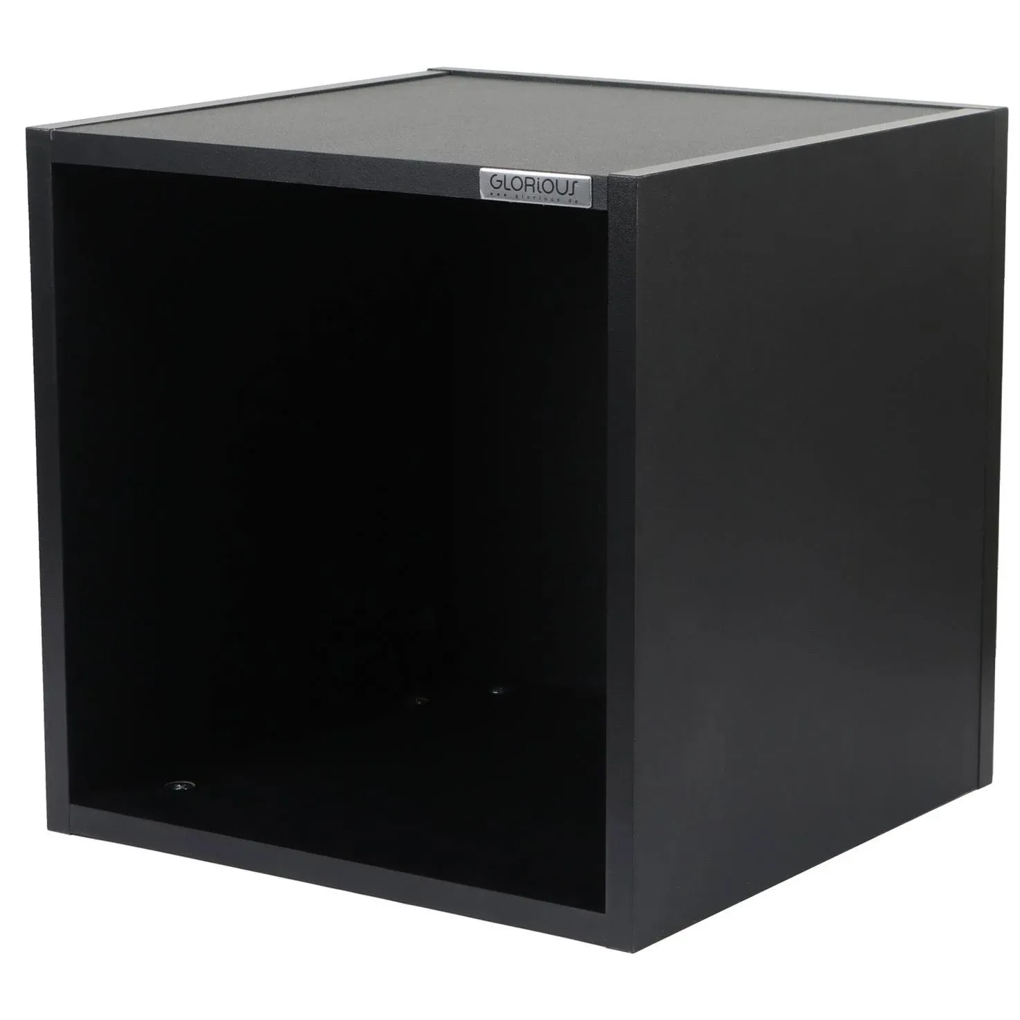 Glorious Record Box black 110 - bis zu 110 Platten im 12''-Format, Problemlos stapelbar, optisch abgestimmt, Lieferung ohne Dekoration, schwarz