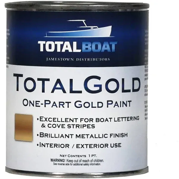 TotalBoat TotalGold Gold Enamel Metallic Paint for Boats, Sign Lettering, and Indoor/Outdoor Decor, UV & Tarnish Resistance, Pint