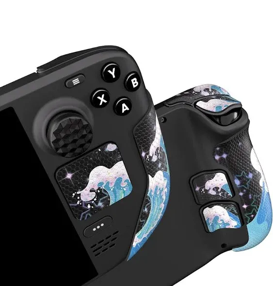 PlayVital Steam Deck Professional Textured Protective Stickers, Handle Grips for Steam Deck LCD & OLED - Shimmering Waves