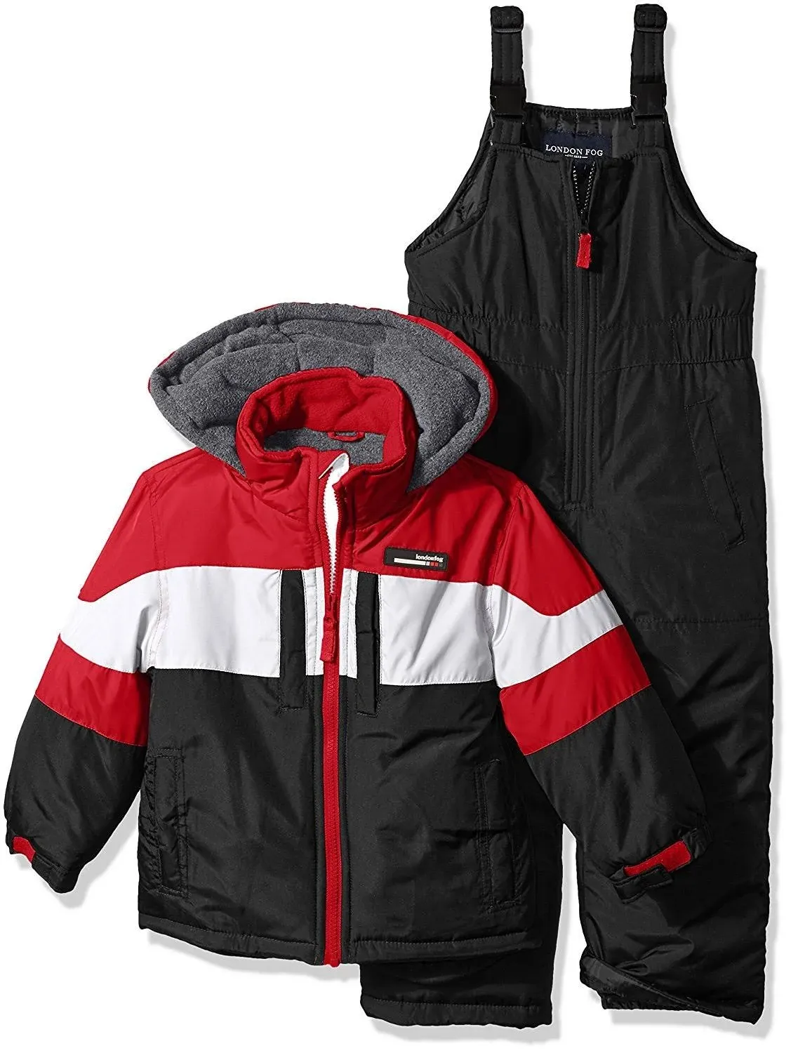 London FOG Big Boys' 2-Piece Colorblock Snow Bib and Jacket Snowsuit