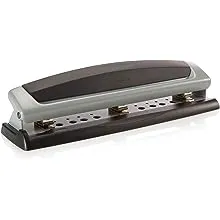 Swingline Desktop Hole Punch, Hole Puncher, Precision Pro, Adjustable, 2-3 Holes, 10 Sheet Punch Capacity, Black/Gold (74086)