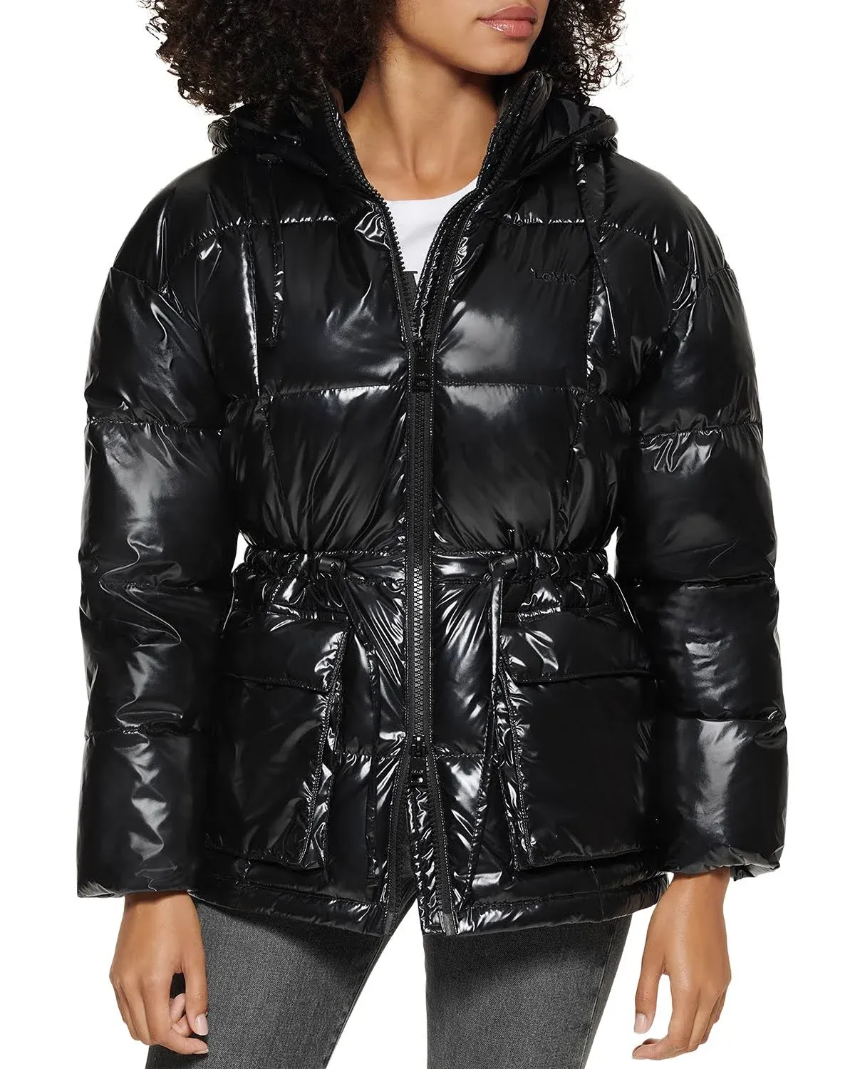 Levi's Women's Megan Hooded Quilted Puffer Jacket with Adjustable Waist