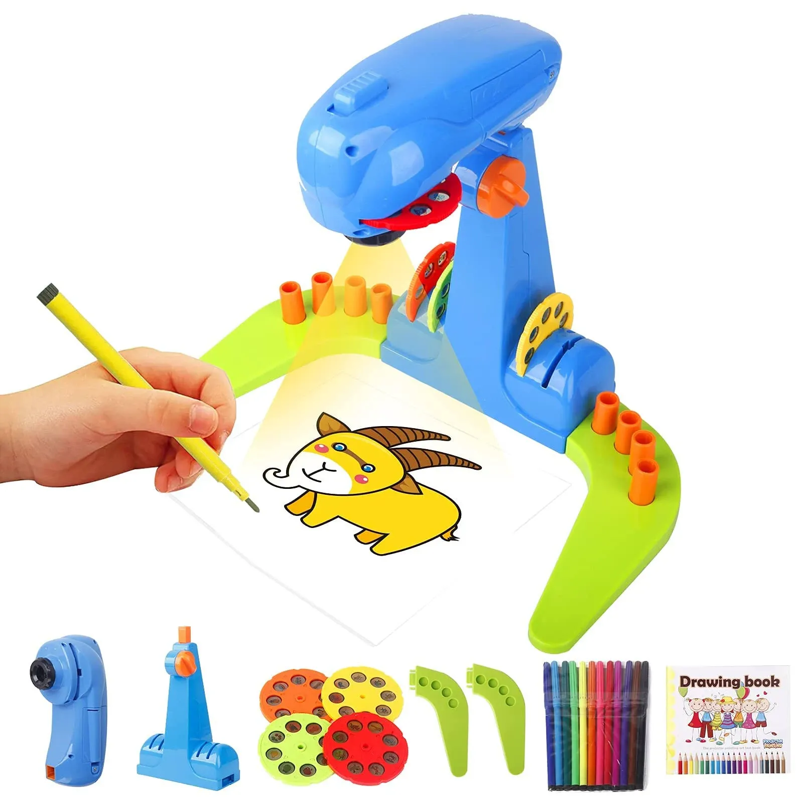 Kids Projection drawing Sketcher,smart Drawing Projector toy,with 32cartoon patters and 12color Brushes,Adjustable Drawing Pattern Size, Smart art Sketcher projector 2.0 , kid Learn to Draw and Sketch