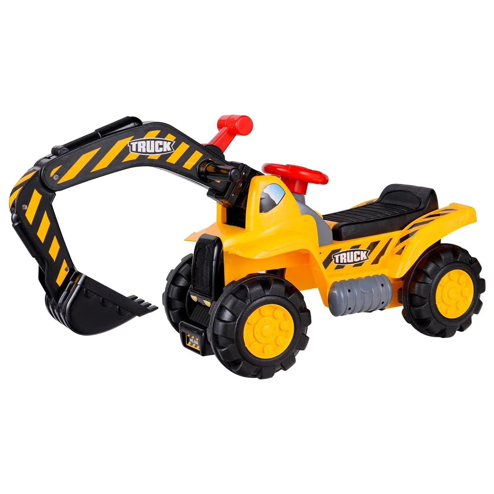 Costway Kids Toddler Ride On Excavator Digger Truck Scooter Seat Storage w/Sound&Helmet