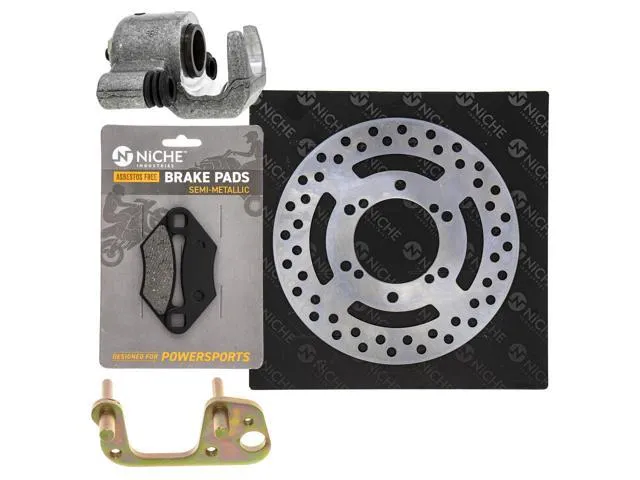 NICHE Front Left Brake Rotor Caliper Pad Kit for Polaris Big Boss 250 350 Sportsman 335 1910271 5211084 1910412 2202412