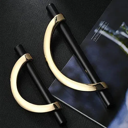 Black Gold Cabinet Pulls Drawer Pulls Half Moon Shape Cabinet Pulls Black Gol...