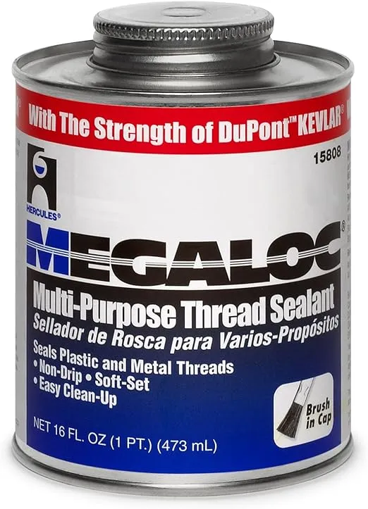 Hercules 15808 Megaloc Multi-Purpose Thread Sealant, 16 Oz, Can, Blue, Liquid Paste, Bule, 16 Fl Oz