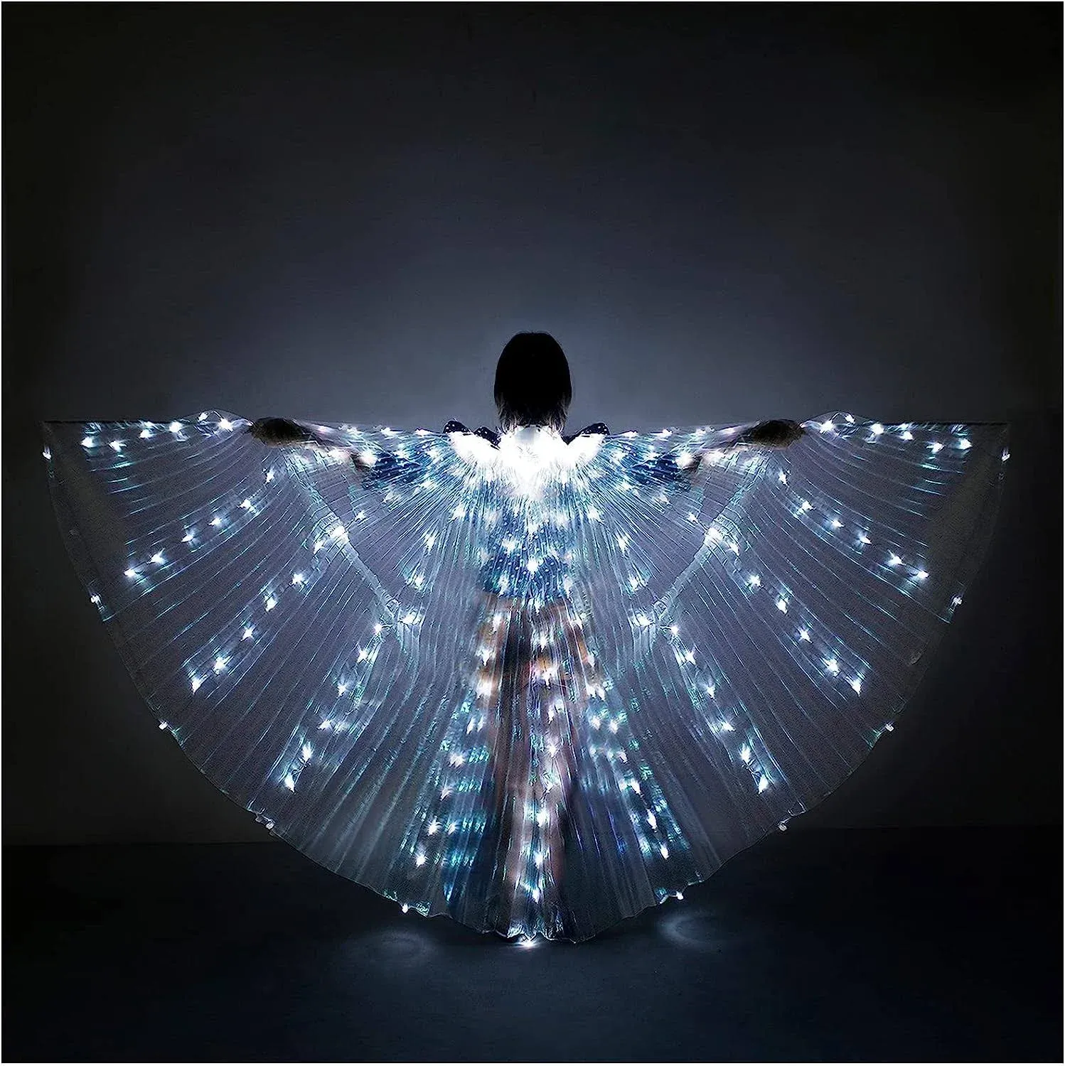 O3 Belly Dance LED Isis Wings with Telescopic Sticks Glow Light Up Angel Costumes