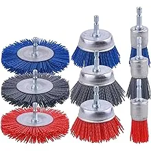 Rocaris 9 Pack Nylon Filament Abrasive Wire Brush Wheel & Cup Brush Set with 1/4 Inch Hex Shank