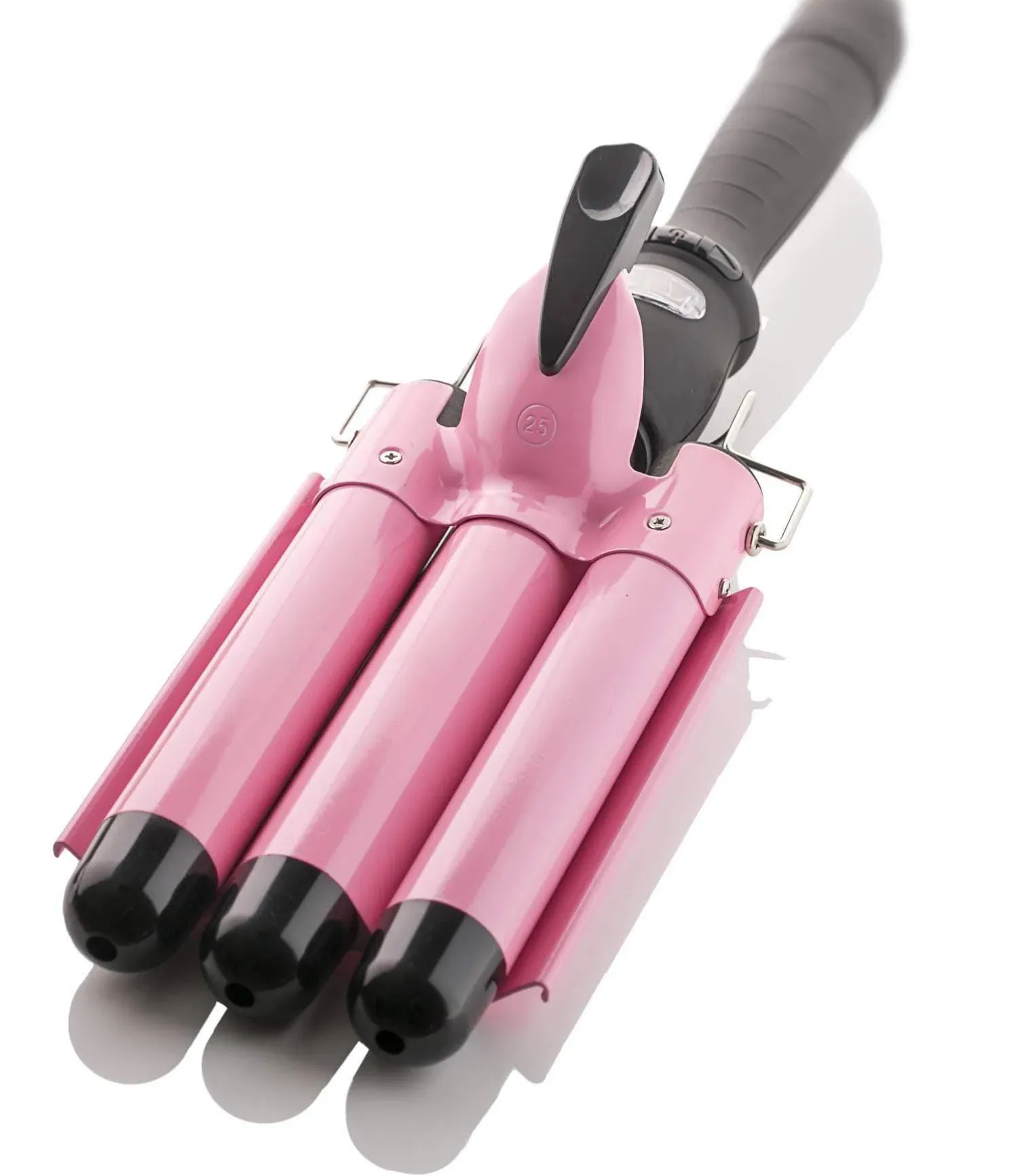 Alure Three Barrel Curling Iron Wand Hair Waver with LCD Temperature Display - 1 Inch Ceramic Tourmaline Triple Barrels, Dual Voltage Crimp