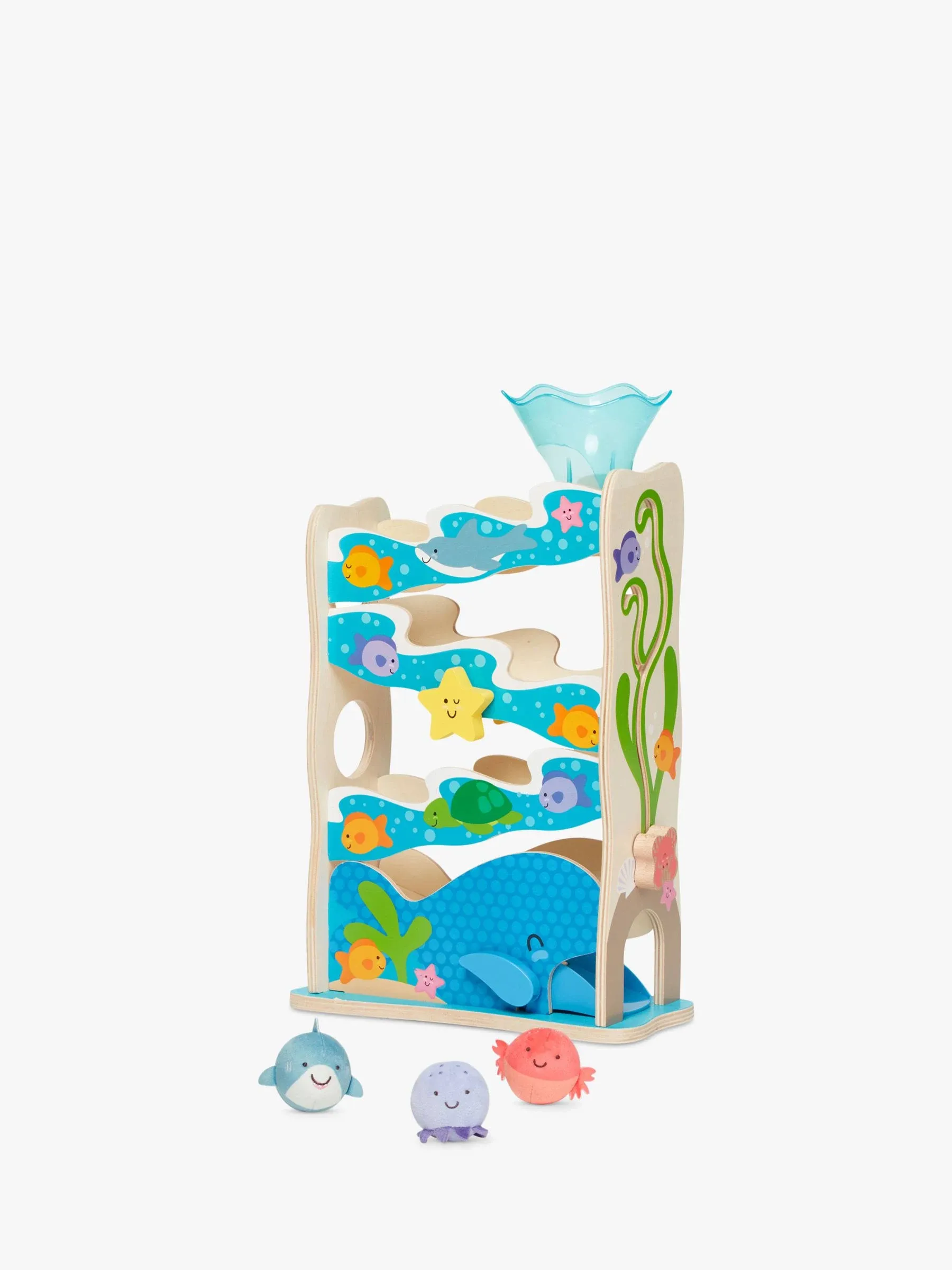 Melissa &amp; Doug Rollables Wooden Ocean Slide Toy 5 Pieces Early Learning Toy Gift