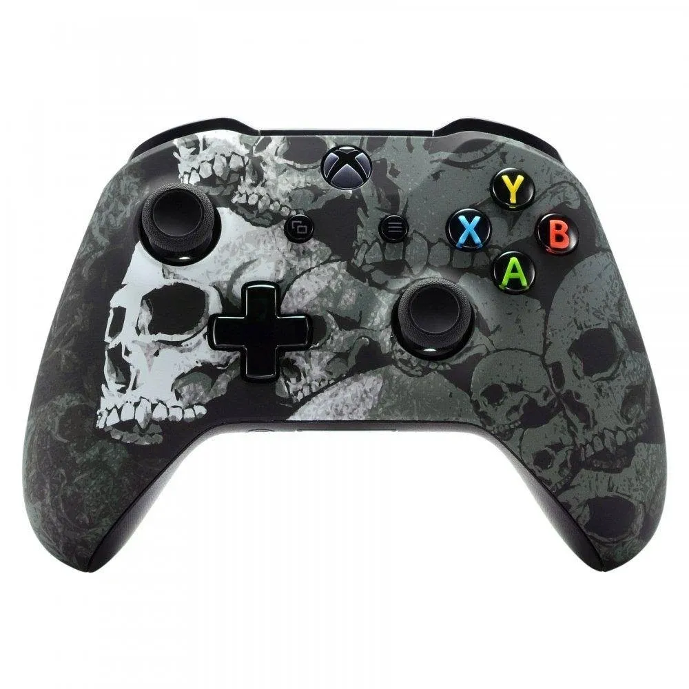 eXtremeRate Lonely Skull Patterned SoftTouch Front Housing Shell for Xbox One S & Xbox One X Controller, Custom Faceplate Cover for Xbox One Wireless Controller Model 1708 - Controller NOT Included