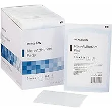 McKesson Non-Adherent Dressing Pads, Sterile, Nylon/Polyester, 3 in x 4 in, 100 Count, 1 Pack