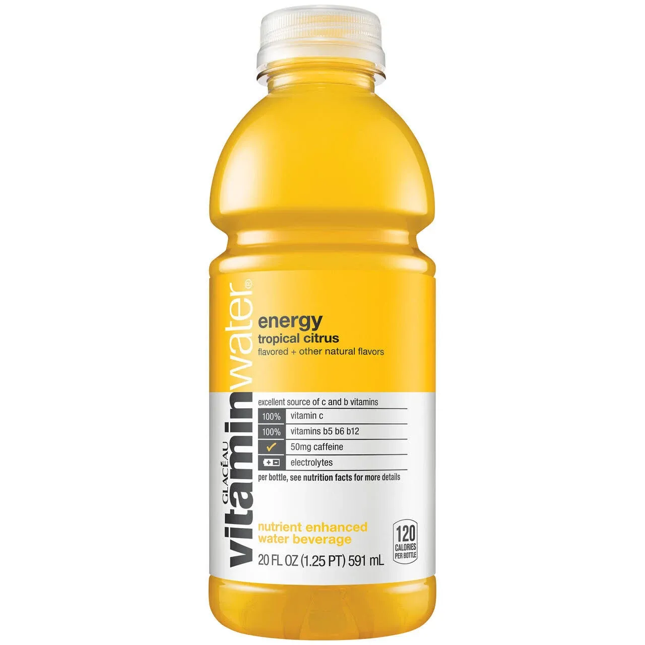 vitaminwater energy electrolyte enhanced water w/ vitamins, tropical citrus drinks, 20 fl oz, 12 Pack