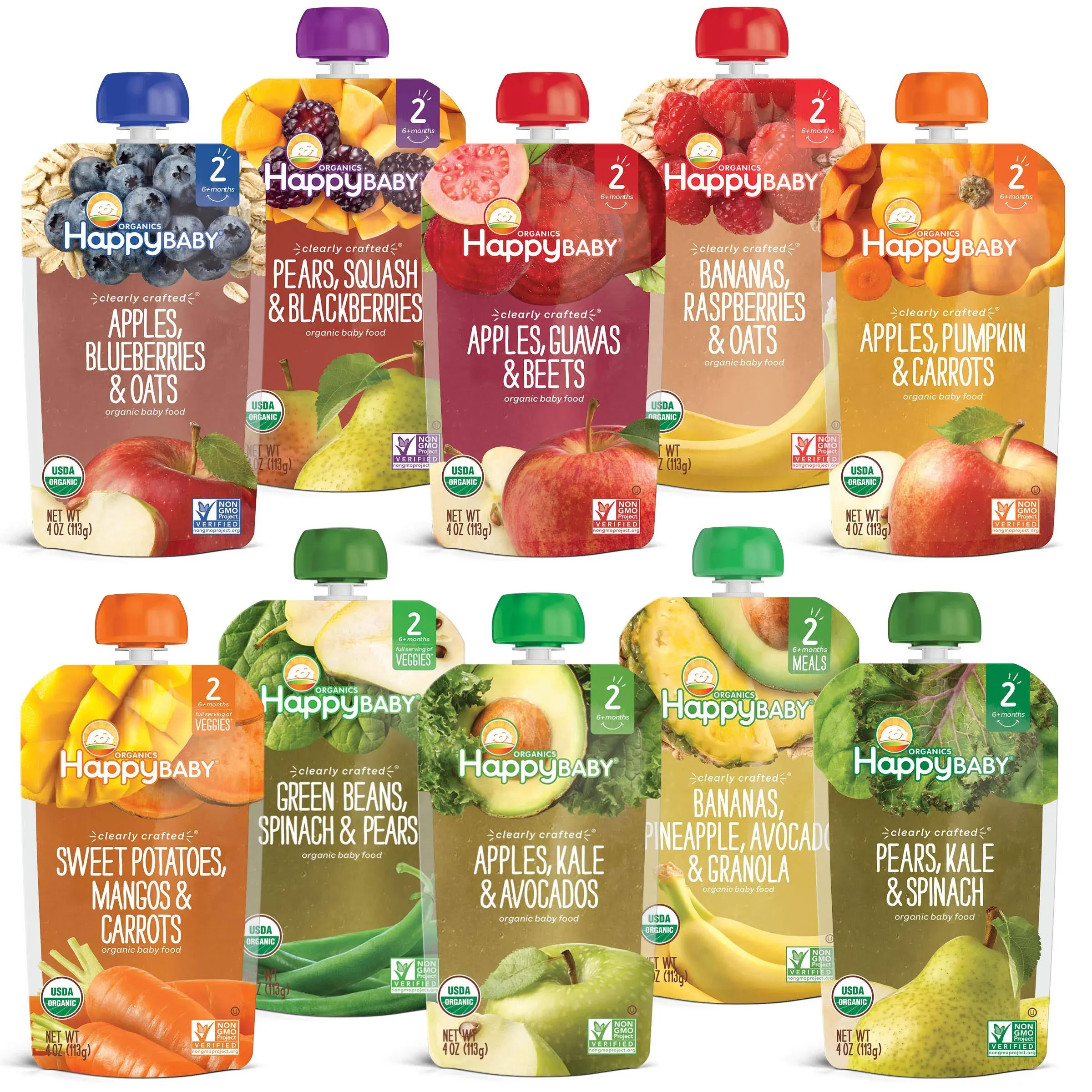 Happy Baby Organics Stage 2 Baby Food Pouches