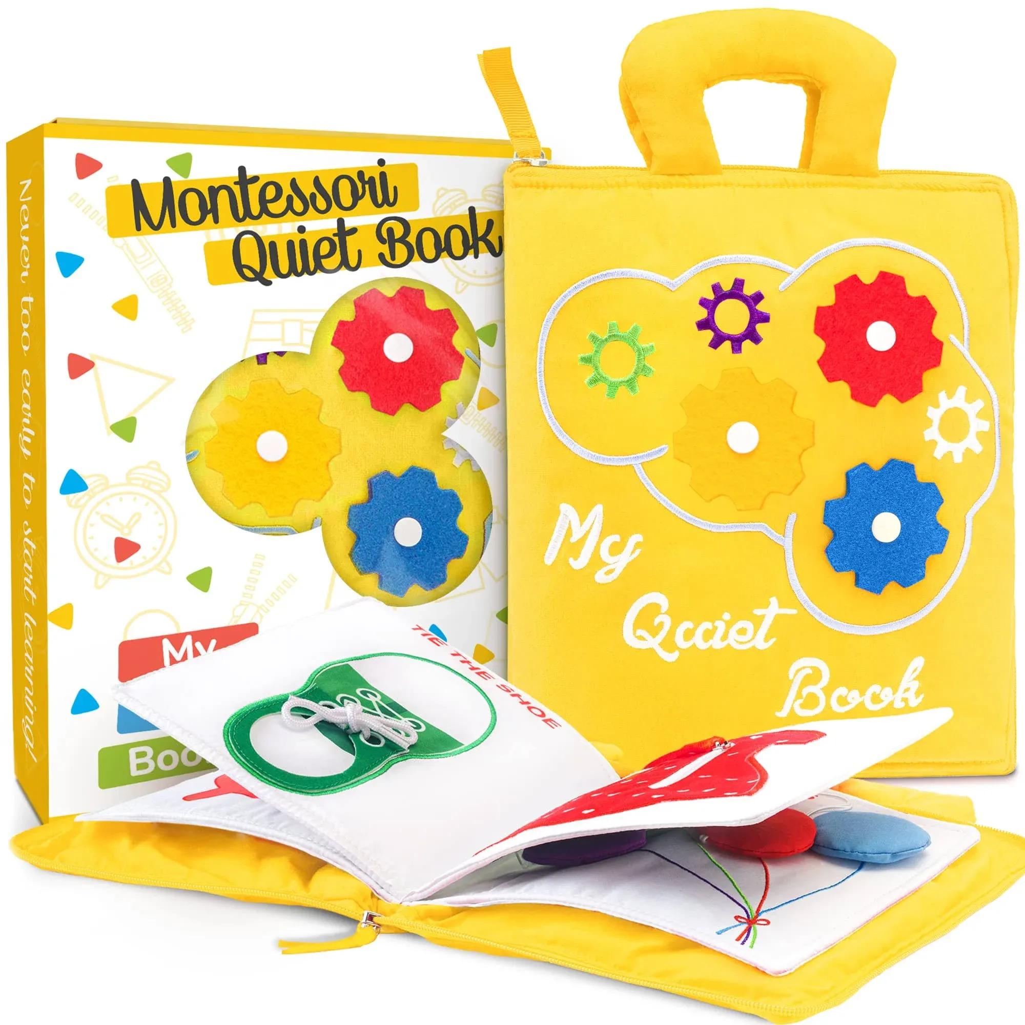 deMoca Quiet Book Montessori Toy for 1 Year Old, Preschool Busy Book for Toddlers 1-3, Travel Road Trip Essentials Kids