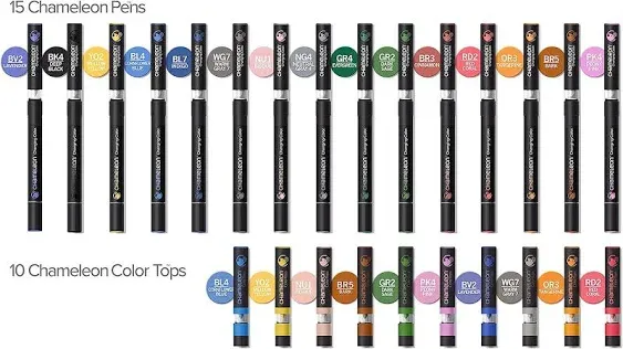 Chameleon Art Products, 15 Pens + 10 Color Tops 25-Pen Deluxe Set