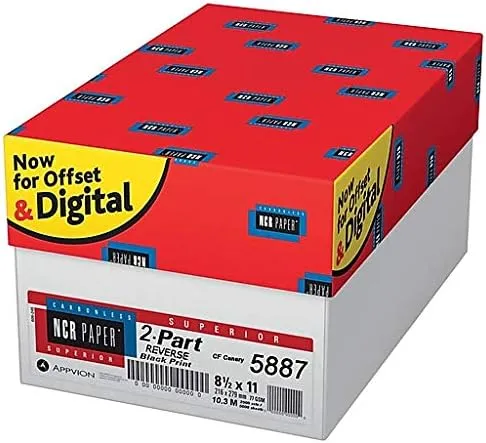 8.5 x 11 Superior Carbonless Paper, 2 Part Reverse (Bright White/Canary), 2000 Sets, 4000 Sheets, (8 REAMS)