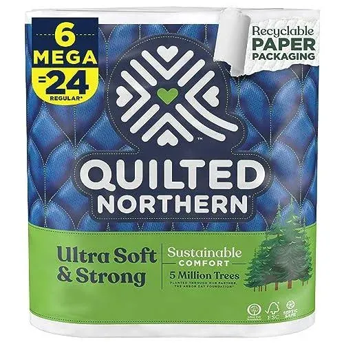 Quilted Northern Ultra Soft & Strong Toilet Paper 6 Mega Rolls. 2-Ply