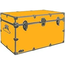 C&N Footlockers - XL Graduate Storage Trunk - Made in the USA - STEEL Footlocker for College Dorm Room & Summer Camp - 32 x 18 x 18.5 Inches (Gold)