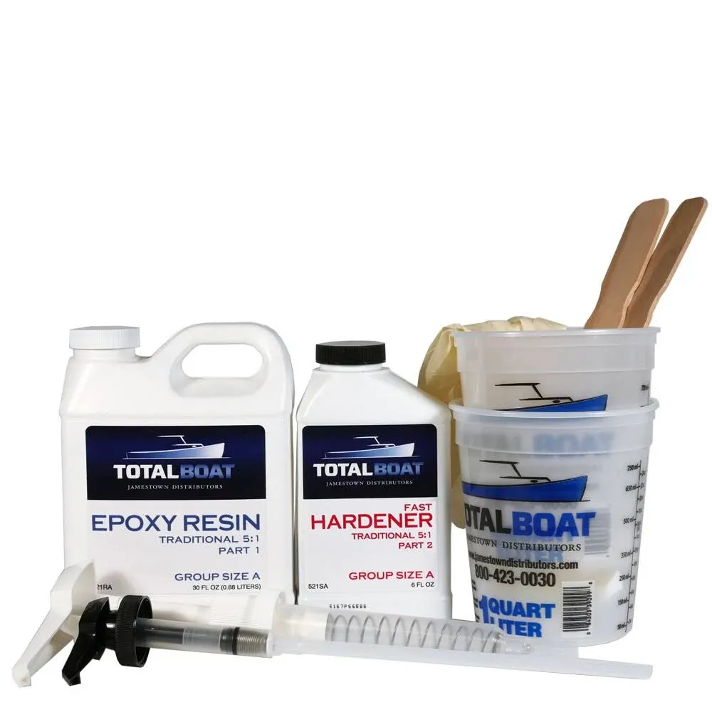 TotalBoat 5:1 Epoxy Resin Kit (4.5 Gallons, Fast Hardener), Marine Grade Epoxy for Fiberglass and Wood Boat Building and Repair