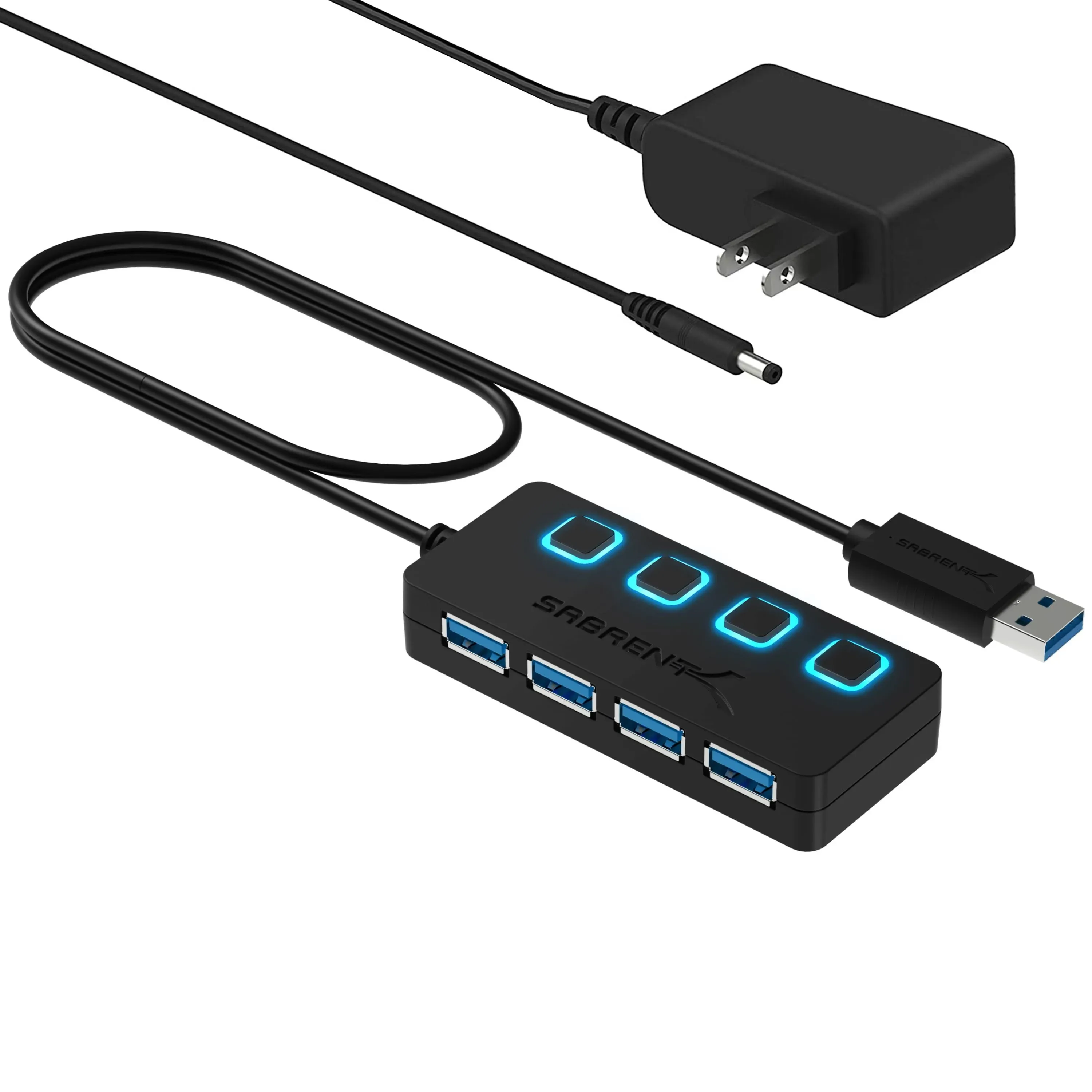 Sabrent 4-Port USB 3.0 Hub With Power Adapter HB-UMP3