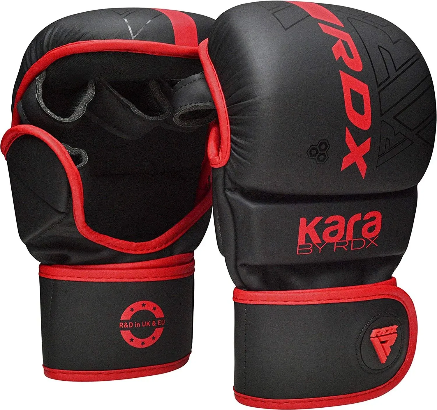 RDX MMA Boxing Grappling Gloves Muay Thai Sparring Kickboxing KARA Matte Red, L/XL