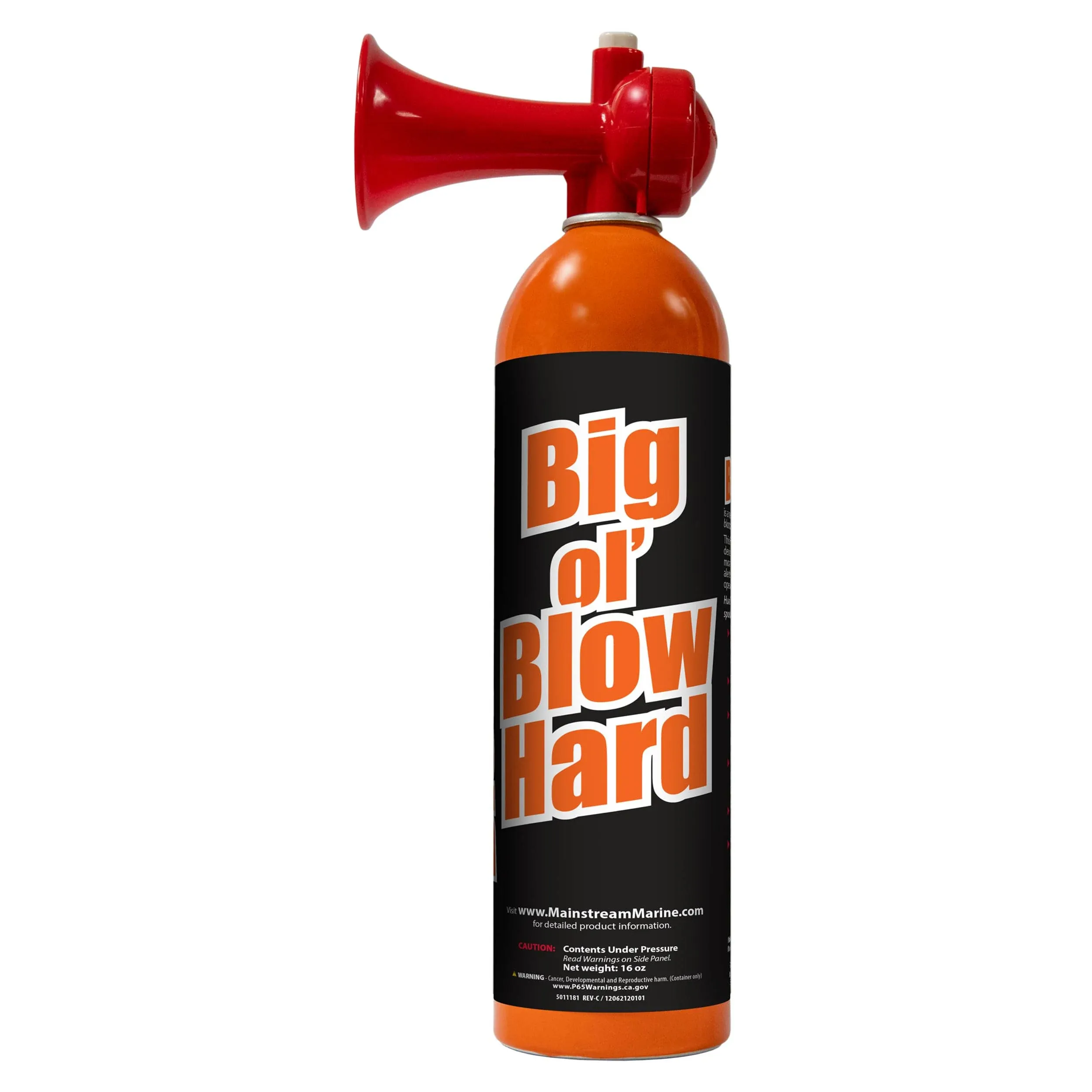 Big Ol’ Blowhard Marine-Grade Air Horn, Portable Loud Air Horns for Safety, Emergency Boat Blow Horn Can 16oz, High-Capacity, Can Be Heard 1 Mile Away, Boating Accessories