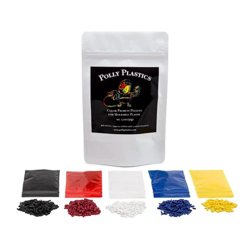 Polly Plastics Color Pellets for Moldable Blue, Red, Yellow, White, Black 