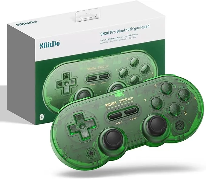 Mando inalámbrico Bluetooth 8Bitdo SN30 Pro Switch para Switch, Steam, Mac, PC, Android, Windows y MacOS (verde)