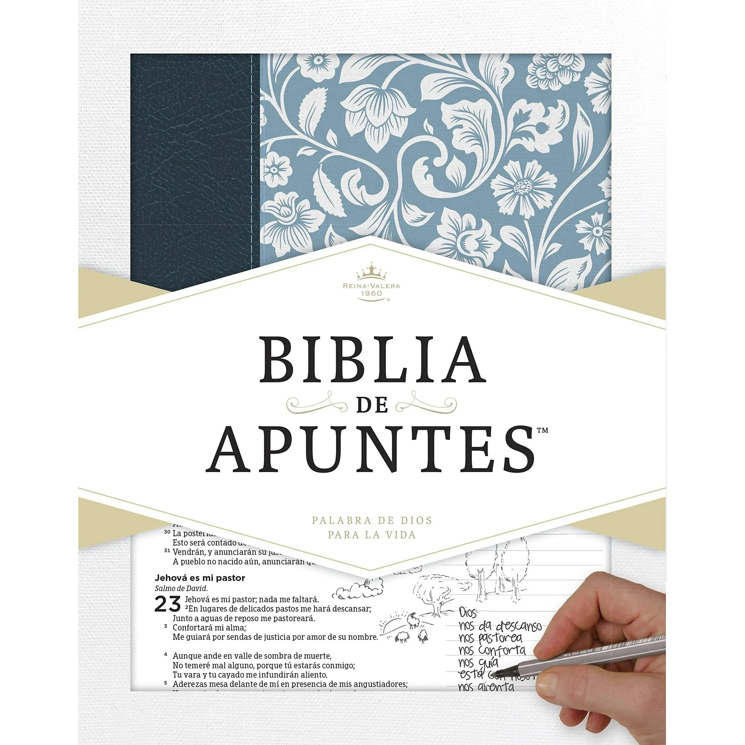 RVR 1960 Biblia de Apuntes - Azul - Piel Genuina Y Tela Impresa