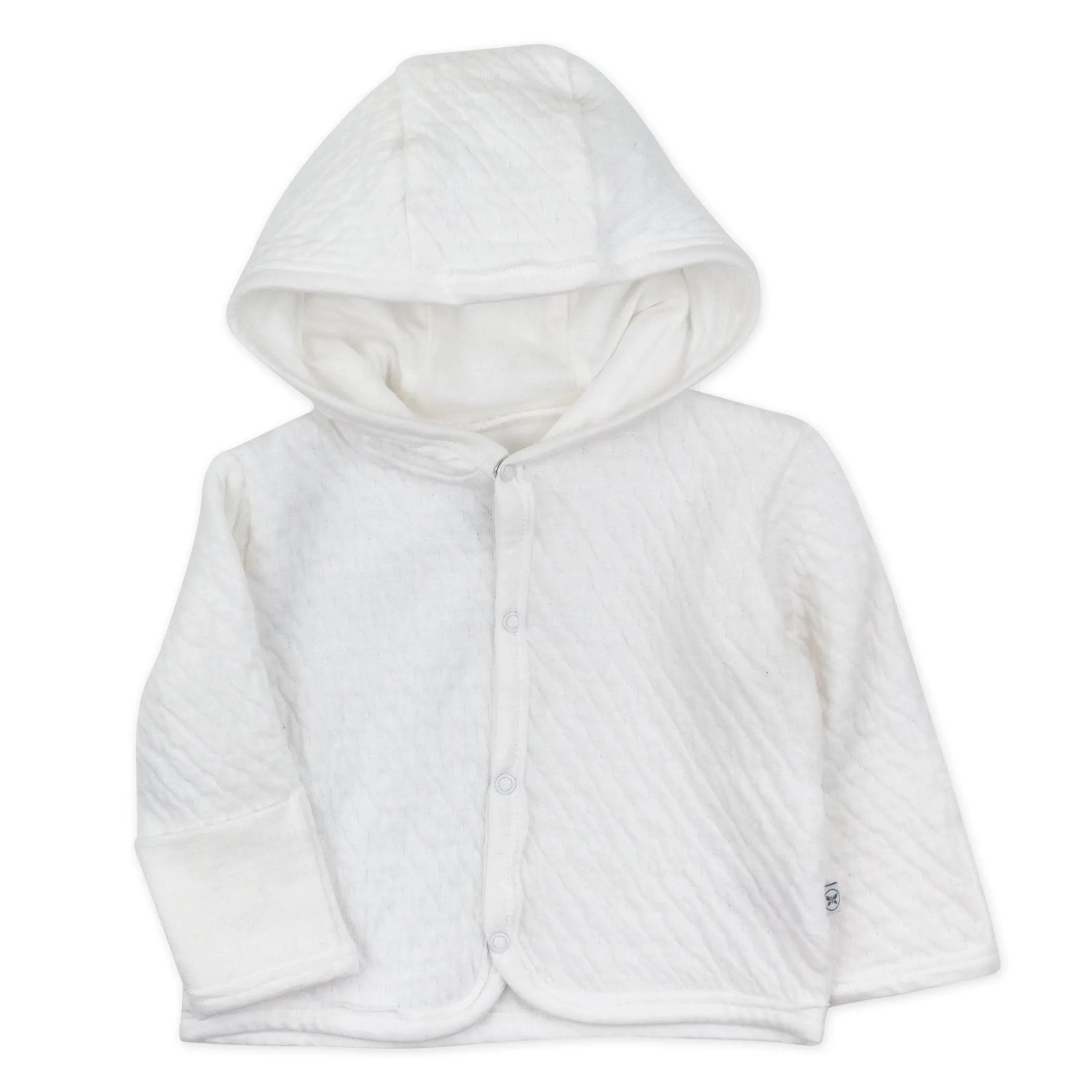 Organic Cotton Matelassé Snap-Front Hooded Jacket Bright White / 24M