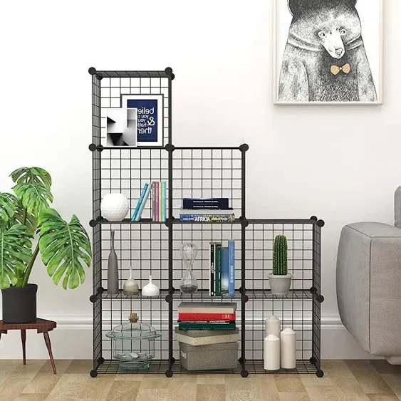 C&AHOME Wire Cube Storage, 9-Cube Organizer Metal, Wire C Grids Storage, Storage Bins Shelf, Modular Bookshelf, Closet Cabinet Ideal for Home, Living Room, Office 36.6”L x 12.4”W x 48.4”H White