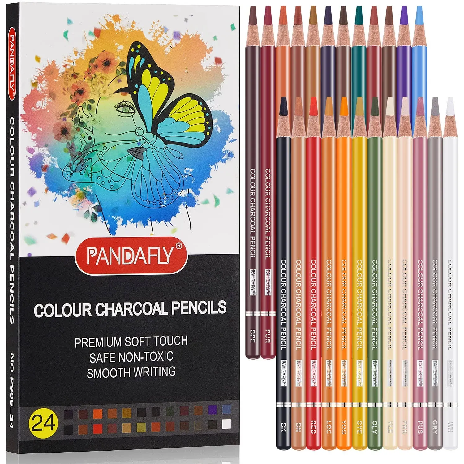 PANDAFLY Professional Colored Charcoal Pencils Drawing Set, Skin Tone Colored Pencils, Pastel Chalk Pencils for Sketching, Shading, Coloring,